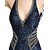 cheap Evening Dresses-Mermaid / Trumpet Elegant &amp; Luxurious Formal Evening Dress Plunging Neck Sleeveless Court Train Lace with Crystals Beading Sequin 2020