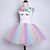 cheap Dresses-Kids Unicorn Tutu Dress Knee-Length Pastel Rainbow Children Halloween Unicorn Headband Set