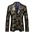 cheap Men&#039;s Trench Coat-Gold Paisley Regular Fit Polyester Men&#039;s Suit - Notch lapel collar / Plus Size
