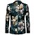 cheap Men&#039;s Outerwear-Men&#039;s Blazer Blazer Floral Regular Fit Rayon / Polyester Men&#039;s Suit Green - Notch lapel collar / Plus Size