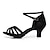 voordelige Latin dansschoenen-Dames Latin schoenen Ballroom schoenen Salsa schoenen Standaard Sandalen Effen kleur Wijd uitlopende hak Gesp Amandel Zwart Blauw / Satijn