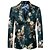 cheap Men&#039;s Outerwear-Men&#039;s Blazer Blazer Floral Regular Fit Rayon / Polyester Men&#039;s Suit Green - Notch lapel collar / Plus Size