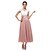 cheap Cocktail Dresses-A-Line Pink White Wedding Guest Formal Evening Dress V Neck Short Sleeve Ankle Length Chiffon Lace with Pleats Appliques 2020