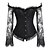 billige Korsetter-Women&#039;s Hook &amp; Eye Overbust Corset - Textured / Stitching Lace, Vintage Style / Stylish / Transparent White Black S M L