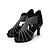 cheap Latin Shoes-Women&#039;s Latin Shoes Satin Zipper Heel Rhinestone Cuban Heel Customizable Dance Shoes Black / Performance / Leather