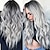 preiswerte Trendige synthetische Perücken-Gray Wigs for Women Synthetic Wig Wavy Middle Part Wig Long Grey Synthetic Hair 24 Inch for Women