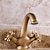 abordables Classiques-robinet de lavabo de salle de bain - ensemble central en laiton antique classique mélangeurs un trou robinets de bain