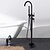 cheap Bathtub Faucets-Painted Finishes Bathtub Faucet,Black Free Standing Two Handles One Hole Rotatable Standard Spout/Spray Shower Faucet with Handheld Shower and  Hot and Cold Water Switch