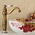 رخيصةأون كلاسيكي-Bathroom Sink Faucet,Antique Brass Retro Style Ceramic Handle Single Handle Bath Taps with Hot and Cold Switch