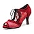 baratos Sapatos de Dança Latina-Women&#039;s Latin Shoes Heel Cuban Heel Black Red