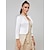 cheap Wedding Guest Wraps-Women&#039;s Satin Long Sleeve White Open Front Bolero Shrug Coats Jackets Casual Elegant Pure Color Open Front Slim Fit For Party Evening Mother of Bride  Wedding Guest Simple Wedding Wraps Spring &amp; Fall