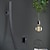 voordelige Klassiek-aan de muur gemonteerde wastafelkraan in de badkamer, nieuw design waterval zwarte enkele handgreep twee gaten badkranen met grote uitlaat en instelbare stroomschakelaar en warm / koud schakelaar