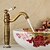 رخيصةأون كلاسيكي-Bathroom Sink Faucet,Antique Brass Retro Style Ceramic Handle Single Handle Bath Taps with Hot and Cold Switch