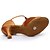 cheap Latin Shoes-Women&#039;s Modern Shoes Line Dance Sandal Customized Heel Brown / Indoor / Satin / Leather / EU40