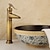 hesapli Klasik-banyo lavabo musluğu - şelale antik pirinç / elektroliz centerset tek kulplu tek delikli banyo muslukları