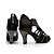 זול נעליים לטיניות-Women&#039;s Latin Shoes Satin Zipper Heel Rhinestone Cuban Heel Customizable Dance Shoes Black / Performance / Leather
