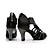 cheap Latin Shoes-Women&#039;s Latin Shoes Satin Zipper Heel Rhinestone Cuban Heel Customizable Dance Shoes Black / Performance / Leather