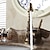 abordables Classiques-Robinet mitigeur d&#039;évier de salle de bain en laiton antique, robinets de cuisine vintage à poignée unique, robinets de navire rétro rotatifs à 360 degrés avec tuyau chaud et froid