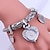 abordables Relojes de Cuarzo-Lindo reloj de pulsera de corazón de plata dorada estilo chica mujer corazón banda de acero pulsera amante reloj regalo para novia