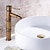 abordables Clásico-grifo del lavabo del baño - grifos de baño de un solo mango de latón antiguo clásico central