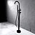 cheap Bathtub Faucets-Painted Finishes Bathtub Faucet,Black Free Standing Two Handles One Hole Rotatable Standard Spout/Spray Shower Faucet with Handheld Shower and  Hot and Cold Water Switch