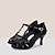 cheap Latin Shoes-Women&#039;s Latin Shoes Salsa Shoes Performance Sparkling Shoes Sandal Tulle Flared Heel Buckle Black Silver Gold / Leather