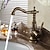 abordables Classiques-Robinet mitigeur d&#039;évier de salle de bain en laiton antique, robinets de cuisine vintage à poignée unique, robinets de navire rétro rotatifs à 360 degrés avec tuyau chaud et froid