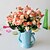 voordelige Kunstbloemen &amp; Vazen-1pc kunstmatige plastic bloem 21 diamant roos 7 vork lente kleine roos roos knop kunstbloem