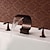baratos Torneiras Misturadoras-torneira de pia de banheiro generalizada, duas alças de três furos, torneiras de banho de bronze esfregadas com óleo em cascata de latão