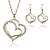 cheap Jewelry Sets-Women&#039;s Silver Gold Pendant Necklace Earrings Set Geometrical Heart Trendy Earrings Jewelry Gold / Silver For Holiday Two-piece Suit