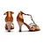 abordables Zapatos de baile latino-Mujer Zapatos de Baile Latino Salón Zapatos de Salsa Lentejuelas cristal brillo Sandalia Tacones Alto Pedrería Tacón Cuadrado Hebilla Tira en T Bronce