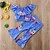 preiswerte Sets-Kinder Baby Mädchen Aktiv Grundlegend Blumen Geometrisch Druck Rüsche Druck Kurzarm Standard Standard Kleidungs Set Blau