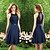 זול שמלות קוקטייל-גזרת A מינימליסטי כחול סיום לימודים מסיבת קוקטייל שמלה קולר ללא שרוולים קצר \ מיני שיפון עם תחרה משולבת 2020