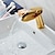 abordables Clásico-juego de grifería - grifos de baño monomando de un solo mando con centro dorado en cascada