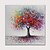baratos Pinturas Florais/Botânicas-pintura a óleo artesanal pintada à mão arte da parede colorida árvore planta decoração para casa decoração moldura esticada pronta para pendurar