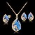 cheap Jewelry Sets-Women&#039;s Stud Earrings Pendant Necklace Ring Cut Out Peacock Stylish Classic Rhinestone Gold Plated Earrings Jewelry Green / Red / Blue For Daily Work 1 set
