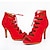 baratos Botas de dança-Mulheres Sapatos Salsa Botas de Dança Tênis de Tango Espetáculo Salto Recortes Salto Alto Magro Peep Toe Com Cadarço Vermelho