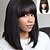 cheap Human Hair Capless Wigs-Human Hair Blend Wig Medium Length Straight Bob Short Hairstyles 2020 With Bangs Straight Machine Made Women&#039;s Natural Black #1B