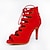 preiswerte Tanzstiefel-Damen Salsa Schuhe Tanzstiefel Tango-Schuhe Leistung Absätze Farbaufsatz Schlanker High Heel Peep Toe Schnürsenkel Rot