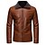 cheap Leather Jackets-Men&#039;s Solid Colored Fur Trim Basic Spring &amp;  Fall Faux Leather Jacket Regular Daily Long Sleeve PU Coat Tops Black