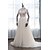 billiga Brudklänningar-A-linje Bröllopsklänningar Prydd med juveler Svepsläp Spets Tyll Charmeuse Långärmad Bohem Genomskinliga Illusion Detalj Öppen rygg med Broderad Applikationsbroderi 2020