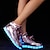 abordables Baskets femme-Femme Basket Talon Plat Bout rond LED Confort LED Chaussures De plein air Boucle Similicuir Marche Rose / Dorée / Argent