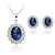 cheap Jewelry Sets-Women&#039;s Stud Earrings Pendant Necklace Classic Stylish Classic Silver Plated Earrings Jewelry Blue For Daily Work 1 set