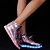 abordables Baskets femme-Femme Basket Talon Plat Bout rond LED Confort LED Chaussures De plein air Boucle Similicuir Marche Rose / Dorée / Argent