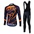 cheap Men&#039;s Clothing Sets-Fastcute Men&#039;s Long Sleeve Cycling Jersey with Bib Tights Black Plus Size Bike Clothing Suit Thermal / Warm Fleece Lining Breathable 3D Pad Quick Dry Winter Sports Polyester Fleece Silicon Geometry