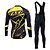 cheap Men&#039;s Clothing Sets-Fastcute Men&#039;s Long Sleeve Cycling Jersey with Bib Tights Black Plus Size Bike Clothing Suit Thermal / Warm Fleece Lining Breathable 3D Pad Quick Dry Winter Sports Polyester Fleece Silicon Geometry