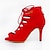 preiswerte Tanzstiefel-Damen Salsa Schuhe Tanzstiefel Tango-Schuhe Leistung Absätze Farbaufsatz Schlanker High Heel Peep Toe Schnürsenkel Rot