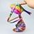 cheap Latin Shoes-Women&#039;s Latin Shoes Party Performance Practice Sparkling Shoes Pattern / Print Heel Pattern / Print Flared Heel Cross Strap Rainbow