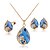 cheap Jewelry Sets-Women&#039;s Stud Earrings Pendant Necklace Ring Cut Out Peacock Stylish Classic Rhinestone Gold Plated Earrings Jewelry Green / Red / Blue For Daily Work 1 set