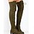 baratos Botas de mulher-Mulheres Botas Botas de Montaria Diário Cor Sólida Botas Acima do Joelho Inverno Cadarço Salto Baixo Ponta Redonda Vintage Formais Camurça zíper Preto Verde Tropa Marron